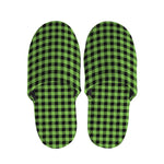 UFO Green Buffalo Plaid Print Slippers