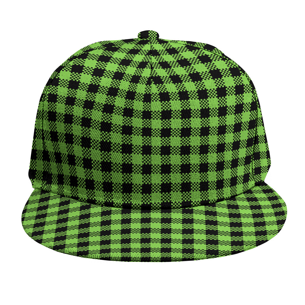 UFO Green Buffalo Plaid Print Snapback Cap