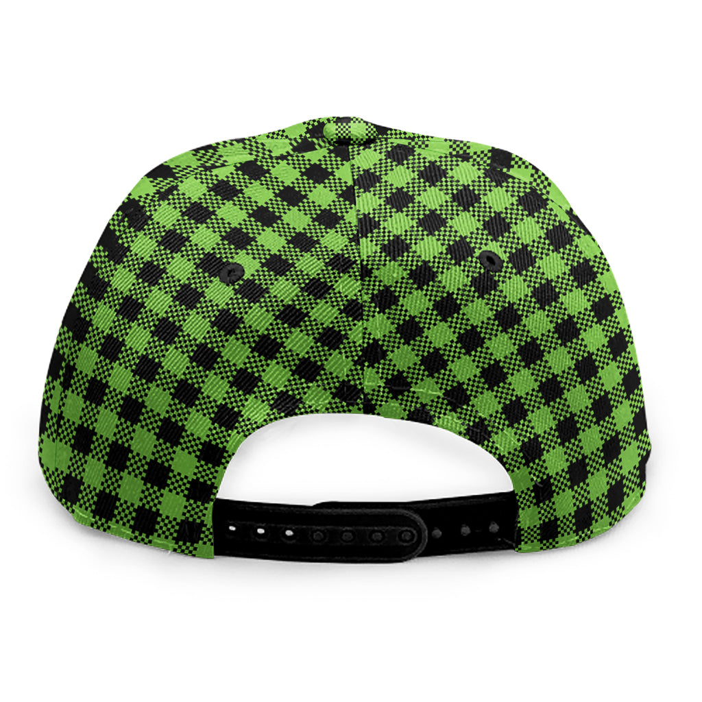 UFO Green Buffalo Plaid Print Snapback Cap