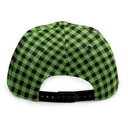 UFO Green Buffalo Plaid Print Snapback Cap