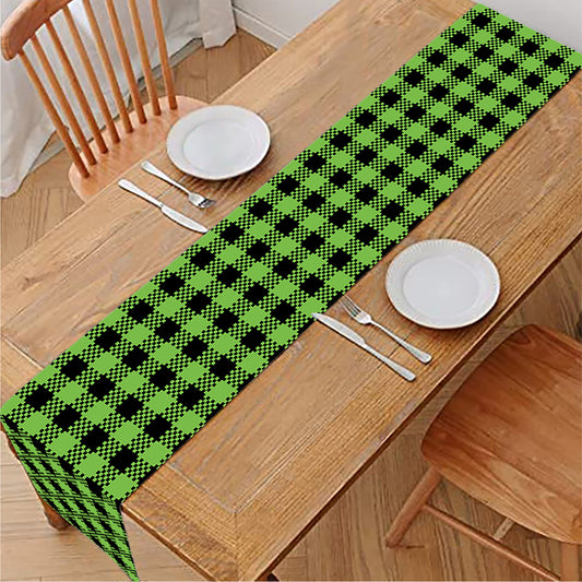 UFO Green Buffalo Plaid Print Table Runner