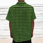 UFO Green Buffalo Plaid Print Textured Short Sleeve Shirt