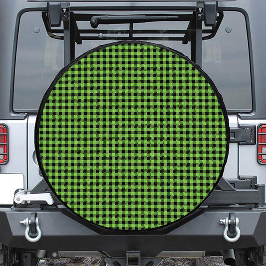 UFO Green Buffalo Plaid Print Tire Cover