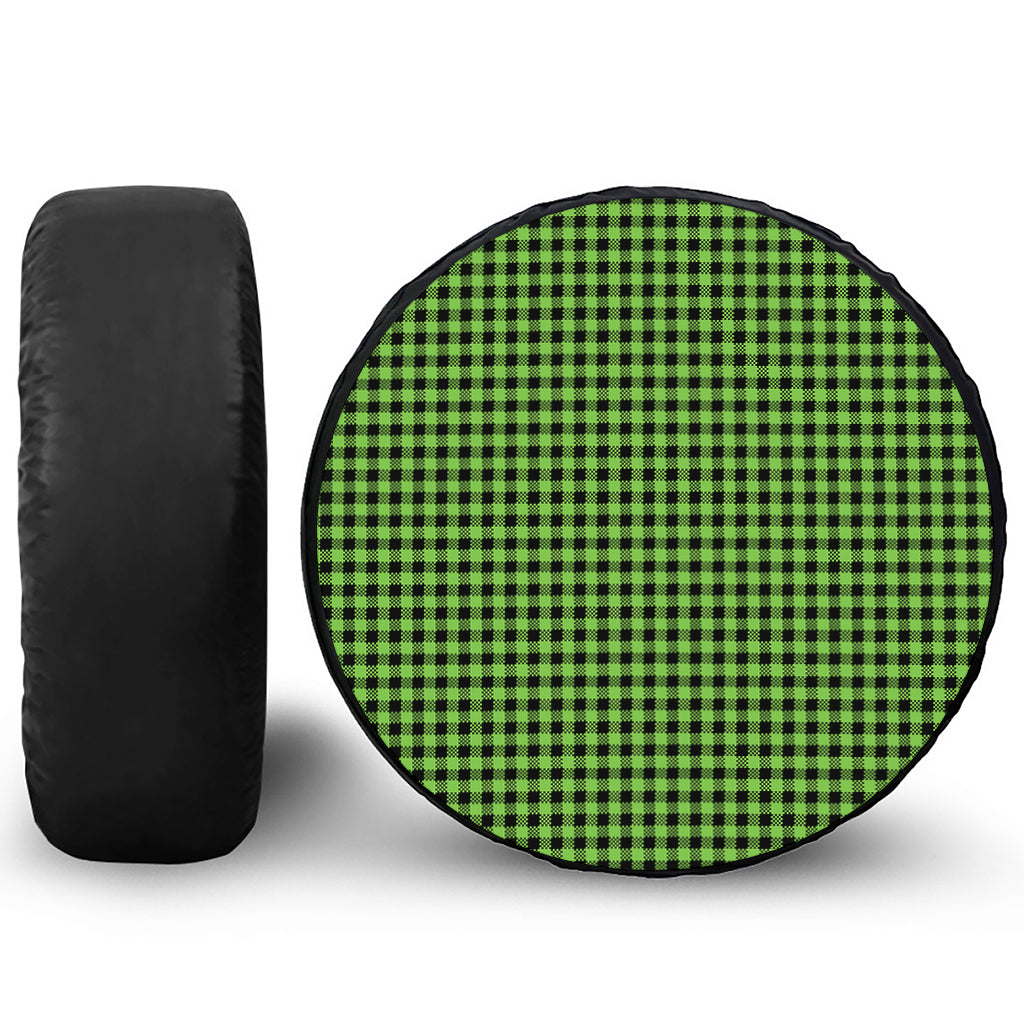 UFO Green Buffalo Plaid Print Tire Cover