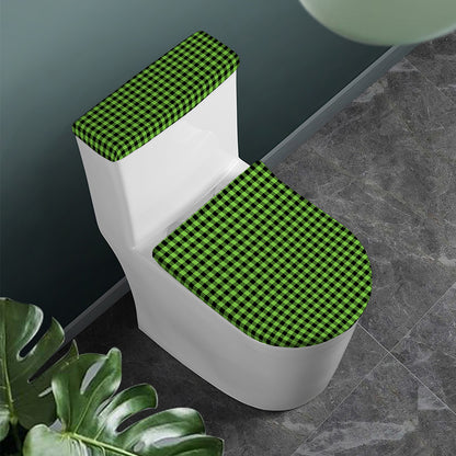 UFO Green Buffalo Plaid Print Toilet Lid And Tank Cover Set