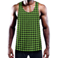 UFO Green Buffalo Plaid Print Men's Workout Tank Top