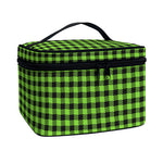 UFO Green Buffalo Plaid Print Travel Makeup Bag