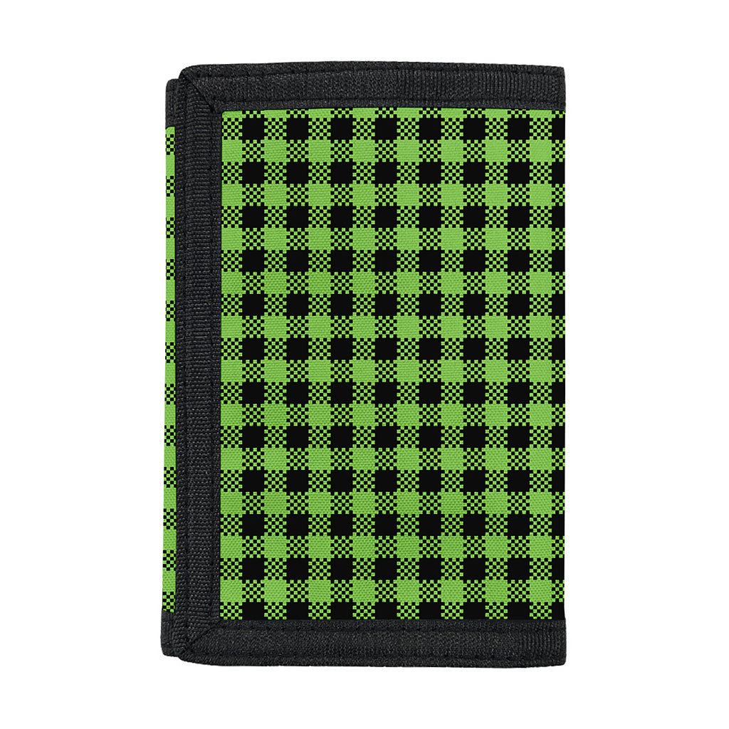 UFO Green Buffalo Plaid Print Trifold Wallet