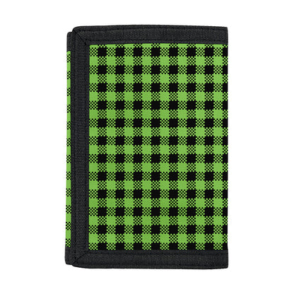 UFO Green Buffalo Plaid Print Trifold Wallet