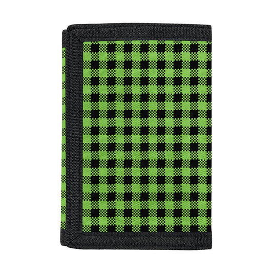 UFO Green Buffalo Plaid Print Trifold Wallet