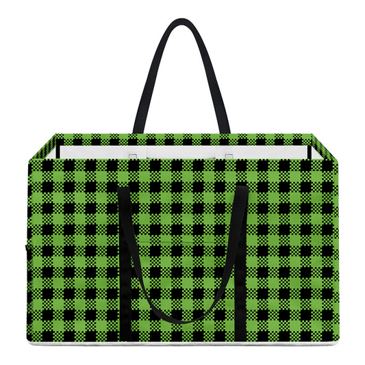 UFO Green Buffalo Plaid Print Utility Tote Bag