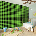 UFO Green Buffalo Plaid Print Wall Sticker