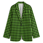 UFO Green Buffalo Plaid Print Women's Blazer