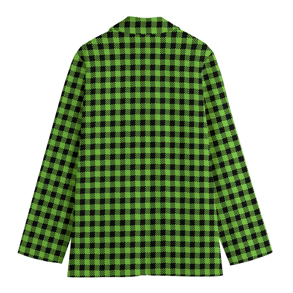UFO Green Buffalo Plaid Print Women's Blazer