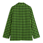 UFO Green Buffalo Plaid Print Women's Cotton Blazer