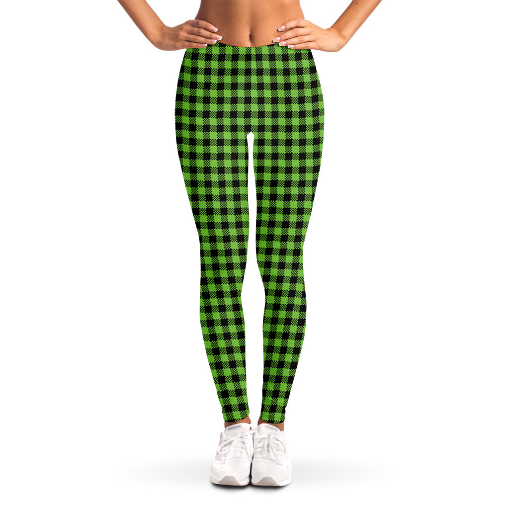 UFO Green Buffalo Plaid Print Women's Leggings