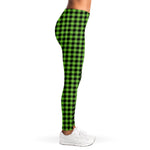 UFO Green Buffalo Plaid Print Women's Leggings