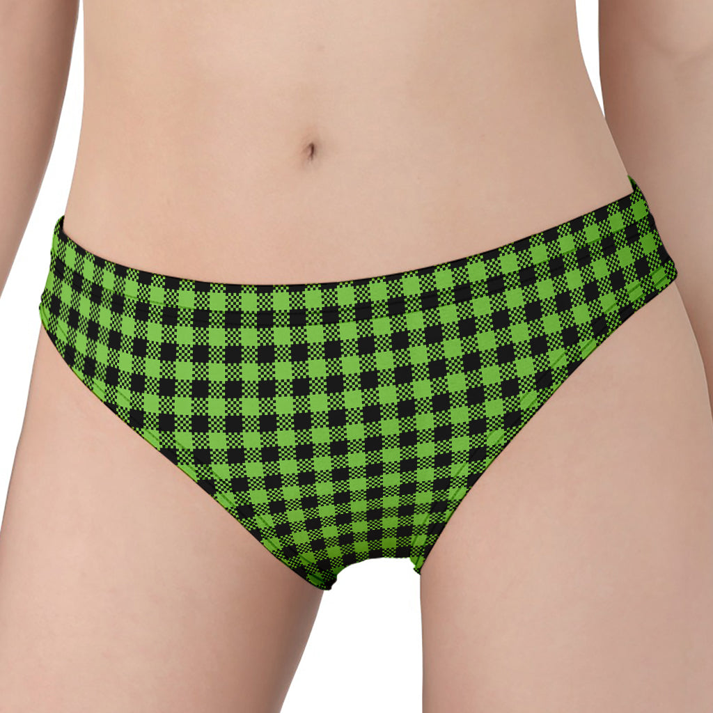 UFO Green Buffalo Plaid Print Women's Panties