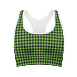 UFO Green Buffalo Plaid Print Women's Sports Bra