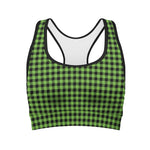 UFO Green Buffalo Plaid Print Women's Sports Bra