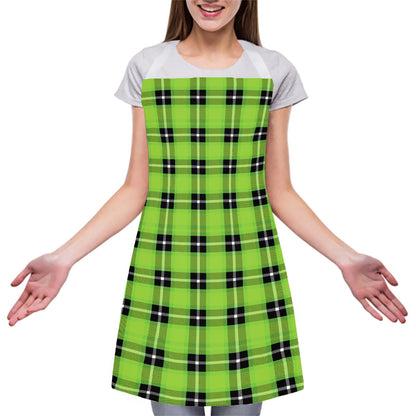 UFO Green Tartan Pattern Print Adjustable Apron