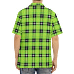 UFO Green Tartan Pattern Print Aloha Shirt