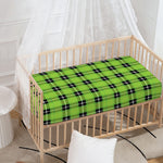 UFO Green Tartan Pattern Print Baby Crib Sheet