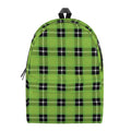 UFO Green Tartan Pattern Print School Backpack