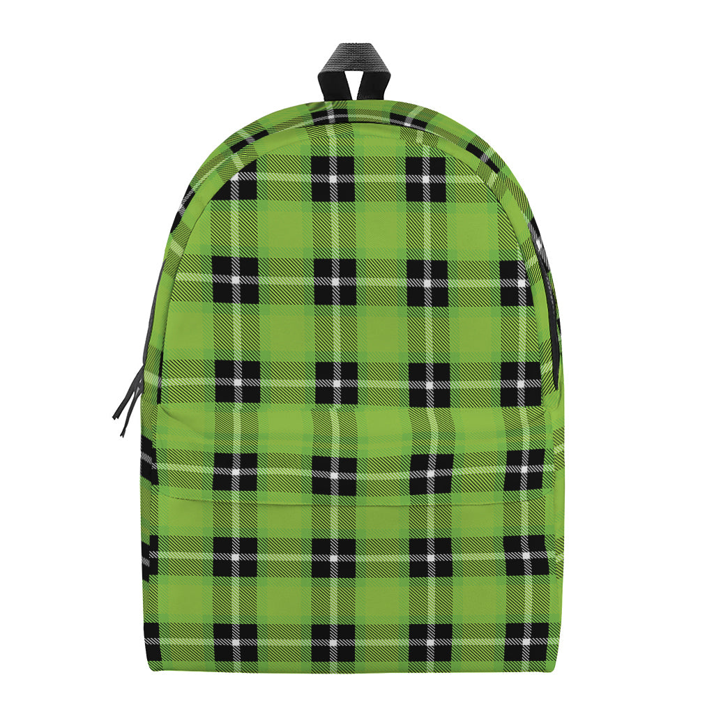 UFO Green Tartan Pattern Print Backpack