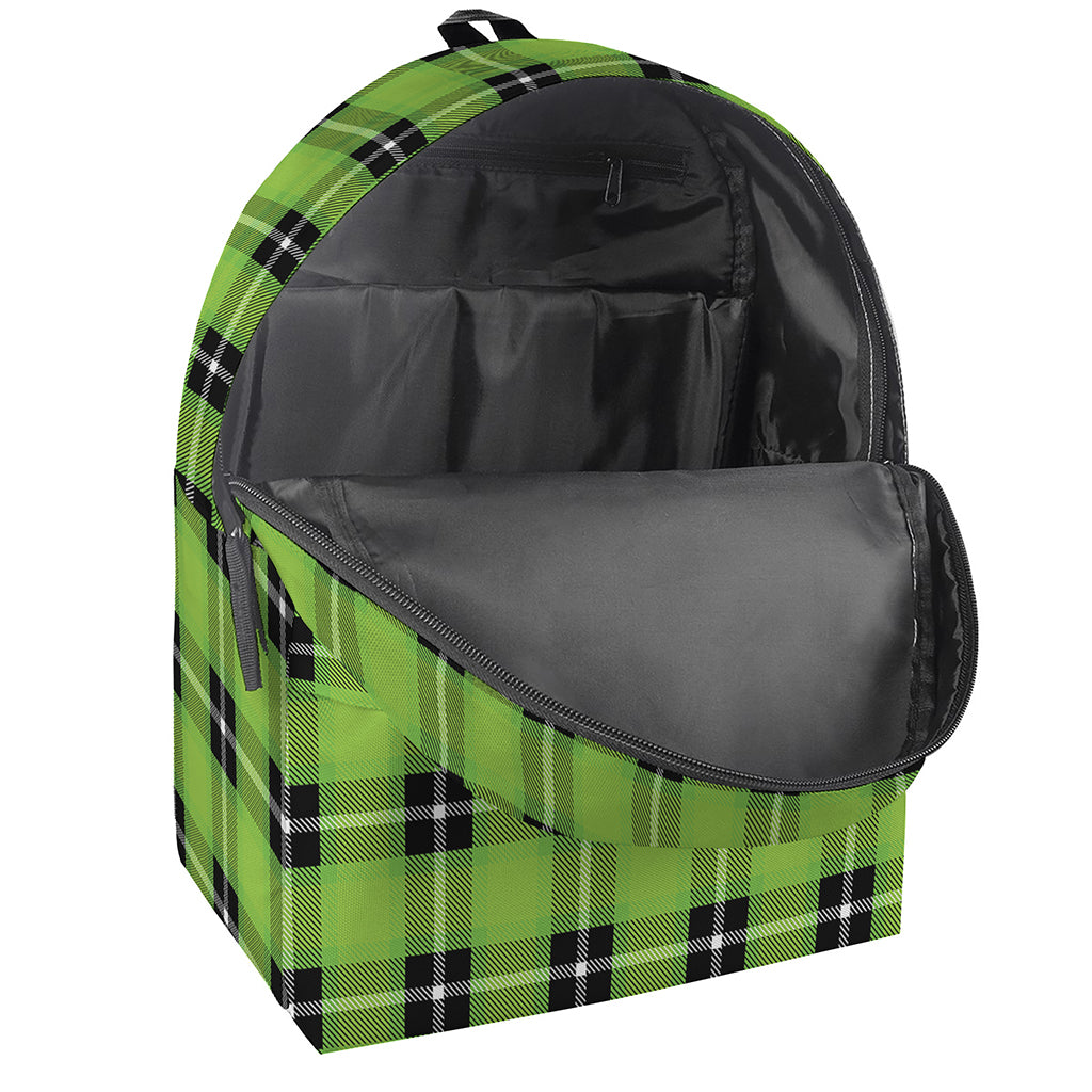 UFO Green Tartan Pattern Print Backpack