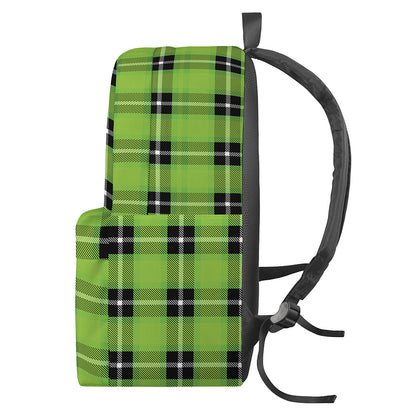 UFO Green Tartan Pattern Print Backpack