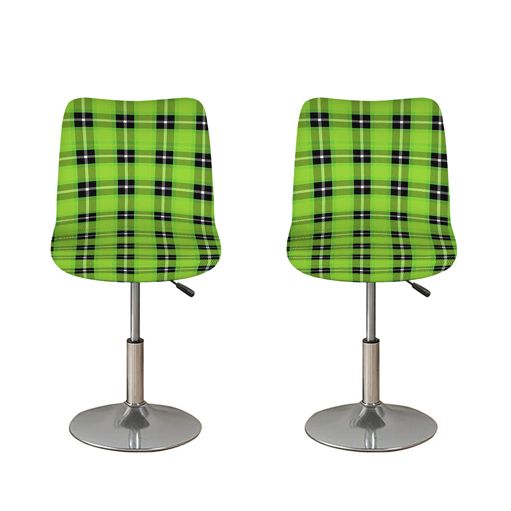 UFO Green Tartan Pattern Print Bar Stool Covers