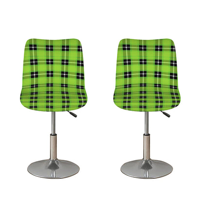 UFO Green Tartan Pattern Print Bar Stool Covers