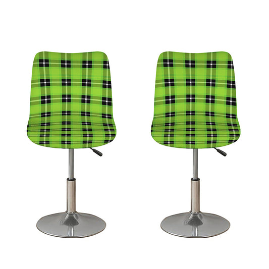 UFO Green Tartan Pattern Print Bar Stool Covers