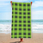 UFO Green Tartan Pattern Print Beach Towel