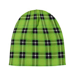 UFO Green Tartan Pattern Print Beanie