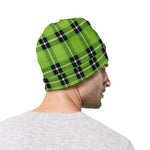UFO Green Tartan Pattern Print Beanie