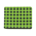 UFO Green Tartan Pattern Print Bifold Wallet