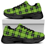 UFO Green Tartan Pattern Print Black Chunky Shoes