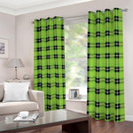 UFO Green Tartan Pattern Print Blackout Grommet Curtains
