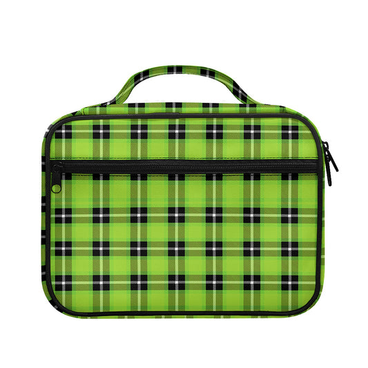 UFO Green Tartan Pattern Print Briefcase Bible Bag