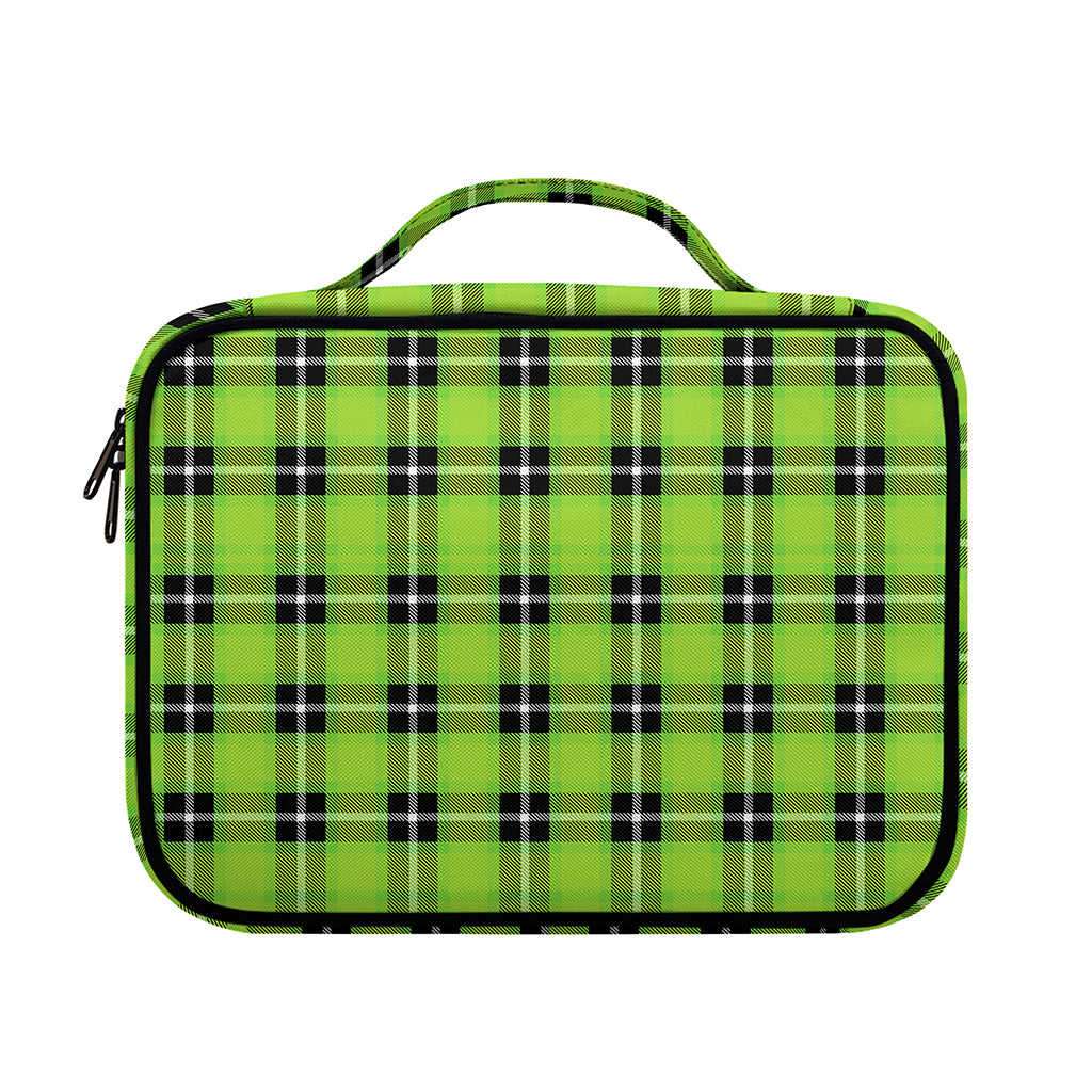 UFO Green Tartan Pattern Print Briefcase Bible Bag