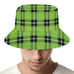 UFO Green Tartan Pattern Print Bucket Hat