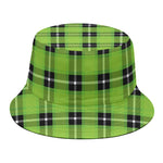 UFO Green Tartan Pattern Print Bucket Hat