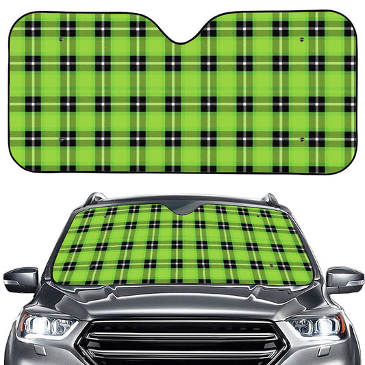 UFO Green Tartan Pattern Print Car Windshield Sun Shade