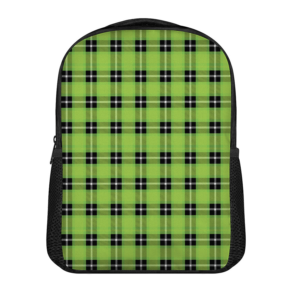 UFO Green Tartan Pattern Print Casual Backpack