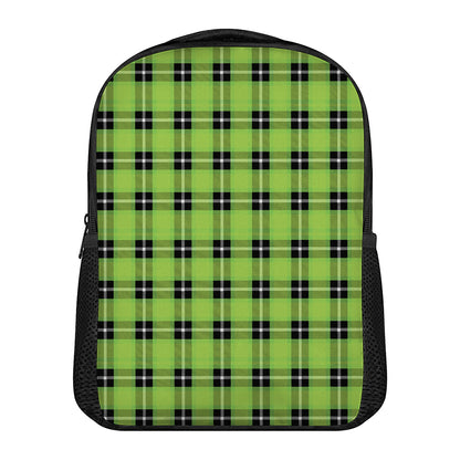 UFO Green Tartan Pattern Print Casual Backpack