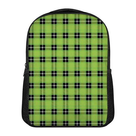 UFO Green Tartan Pattern Print Casual Backpack