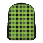 UFO Green Tartan Pattern Print Casual Backpack