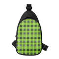 UFO Green Tartan Pattern Print Sling Bag